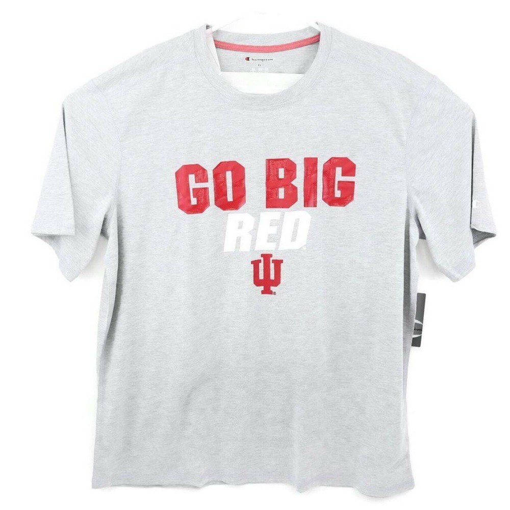 Champion Indiana University T-Shirt Mens XL Gray New NCAA Go Big Red IU Tee